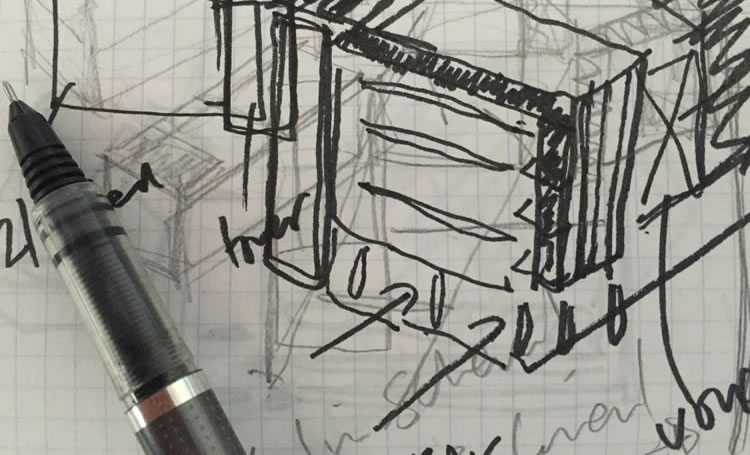 architects sketch with pen